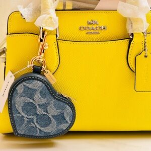 Coach Denim Blue Heart Keychain/ Bag Charm/ Wallet